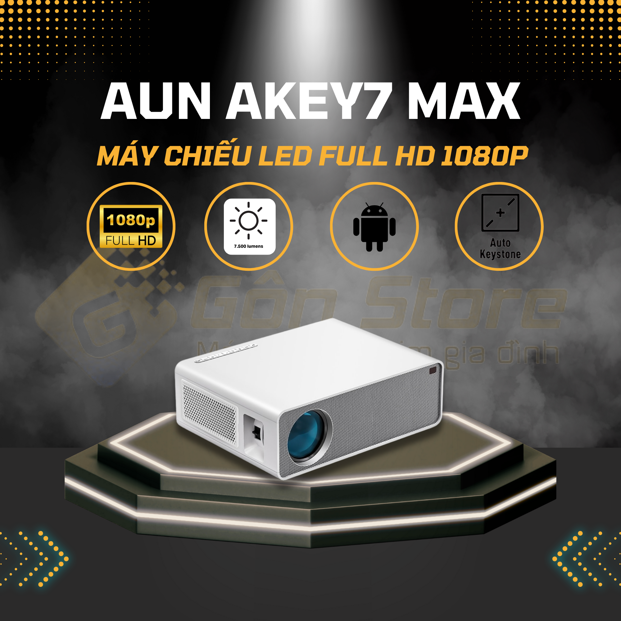 Máy chiếu AUN AKEY7 MAX - Máy chiếu giá tốt nhất tại GÔn Store Chuyên cung cấp máy hiều phim gia đình thông minh